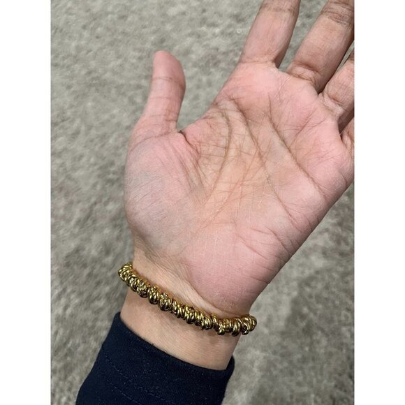 Gold statement bracelet chunky link chain cuff large bold vintage style metal - Picture 7 of 7